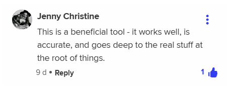 Screenshot of Jenny Christine saying Melanie AI goes deep to the root of things.
